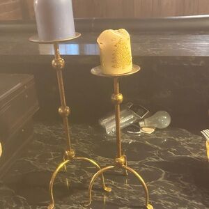 Gold Metal Candlestick Holders - Elegant Home Accents